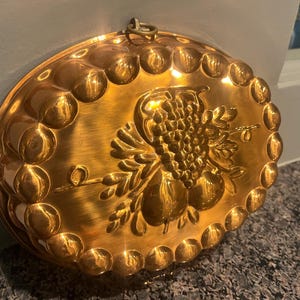 Vintage Copper Mold with Fruit Bouquet Wall Decor
