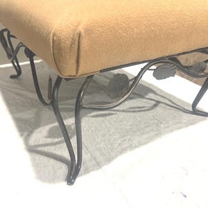 Vintage Metal Leafed Frame Upholstered Foot Stool