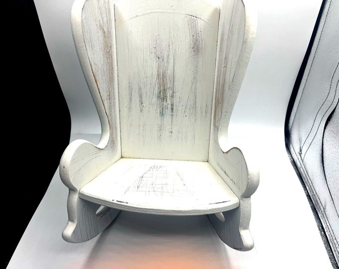 Vintage All Wooden Shabby Chic Whitewash Doll Rocking Chair - Etsy