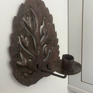 Vintage Metal Hand Forge Leaf Candle Holder Wall Hanging