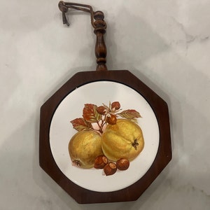 Hexagon Wood and Ceramic Trivet Hanging or Resting