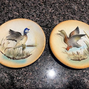 Vintage Pair of Napco 1962 Porcelain Duck Wall Hangings