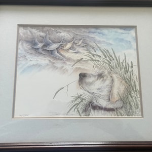 Vintage Signed Numbered Lithograph Frank Hnat Labrador