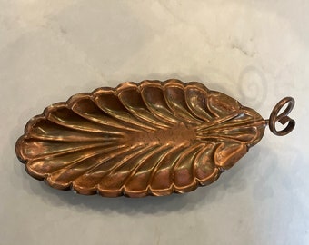 Vintage California Based Gregorian Solid Copper Leaf Platter