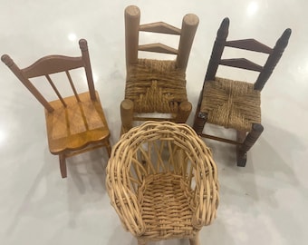 Vintage Collection of 4 Miniature Doll Rocking Chairs