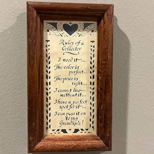 A Vintage Schennschnitte on &quot;Rules of a Collector&quot; Wall Hanging