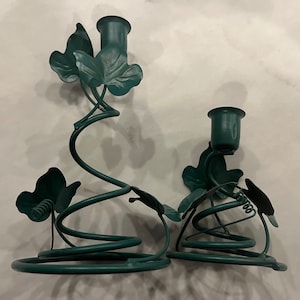 Two Metal Spiral Ivy Candleholders