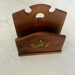 A MCM Vintage Gail Craft Wooden Napkin or Letter Desk Holder