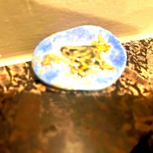 Vintage Ceramic Flying Witch Halloween Brooch