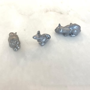 Vintage Pair of Pewter Cats and Mouse
