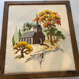 Large Vintage Crewel Embroidery