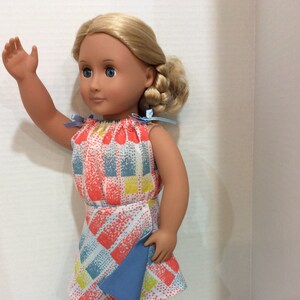 18-Inch Doll Reversible Skirt Outfit | Orange-Teal Box Top with Reversible Skirt or Red-White Box Top with Reversible Skirt