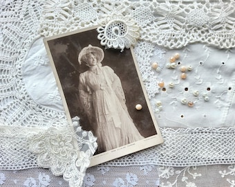 Selection of Vintage Linen, Lace Fabric, Laces, Doily, Applique and Old Postcard, Beads,Sewing, Crafting, Junk Journal,Journaling, Art, Gift