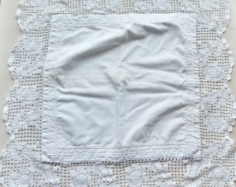 Taie d'oreiller vintage en coton blanc avec bordure au crochet