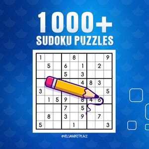 1000+ Printable Sudoku Puzzle Book | Easy to Hard Sudoku Game Bundle with Solutions | Instant Download | Ready to Print Brain Teasers