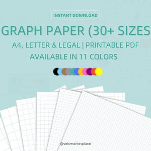 Printable Graph Paper Notebook | Printable Grid Paper | paper bundle | Digital Planner | Printable PDF