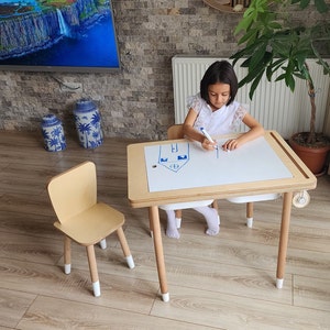 100% Birch Wood Montessori Sensory Table & Chair | Activity Table with Flisat Bins