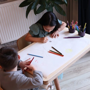 Activity Table, Learning Montessori, Inspired Wooden Sensory bin Table,Chair Set,Chalkboard,Whiteboard, Birtday Gift, Sensory and play Table image 3