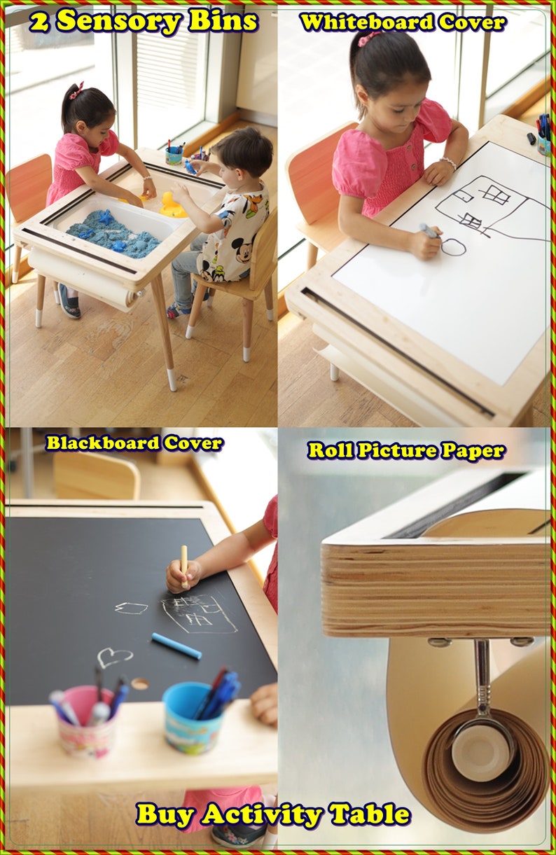Montessori Activity Table Birtday Gift Chalkboard Whiteboard Etsy