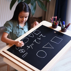 Activity Table, Learning Montessori, Inspired Wooden Sensory bin Table,Chair Set,Chalkboard,Whiteboard, Birtday Gift, Sensory and play Table image 6