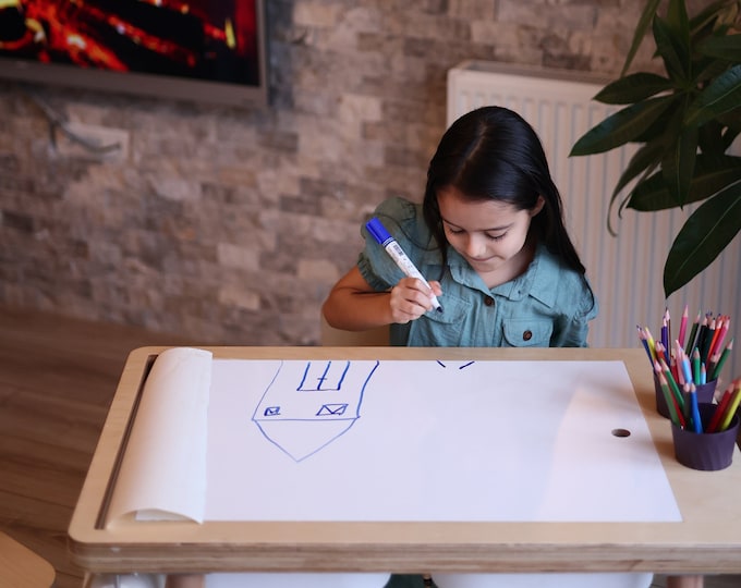 Wooden Children's Table- Chair Set | Arts and Crafts Table | Minimalist Design | 100% Birch