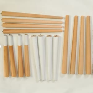 Furniture natural wooden angled tapered legs with fixing plate. Easy assembling Best legs for stools, tables, tv units, coffee tables.