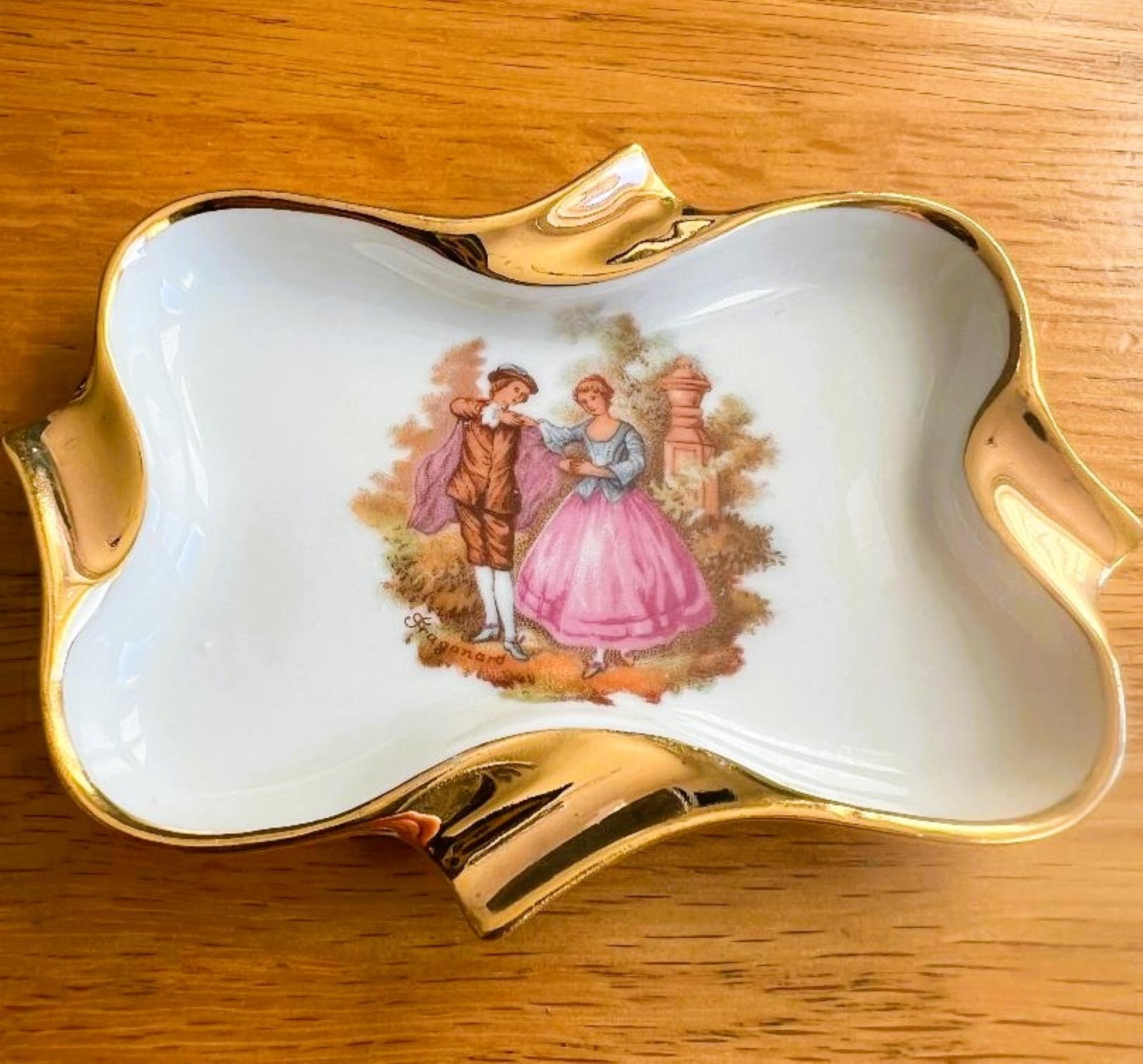Vintage Jammet Seignolles Ashtray, Porcelain Ashtray, Fragonard