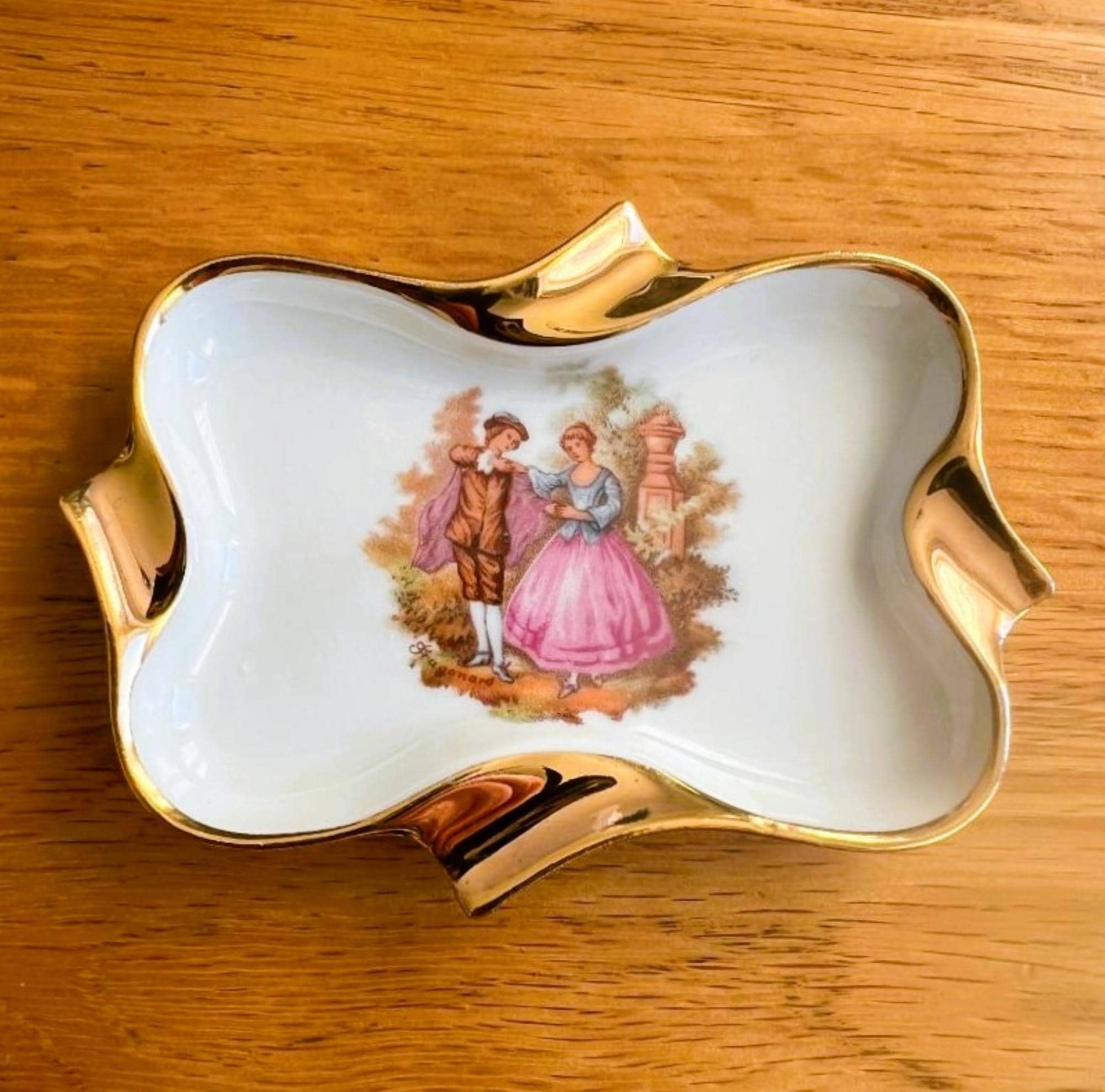 Vintage Jammet Seignolles Ashtray, Porcelain Ashtray, Fragonard
