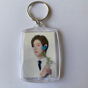 KPOP 7 boy Band BTS Blue Rose Keyrings - RM Jin Jhope Suga Jimin V Jungkook K-Pop