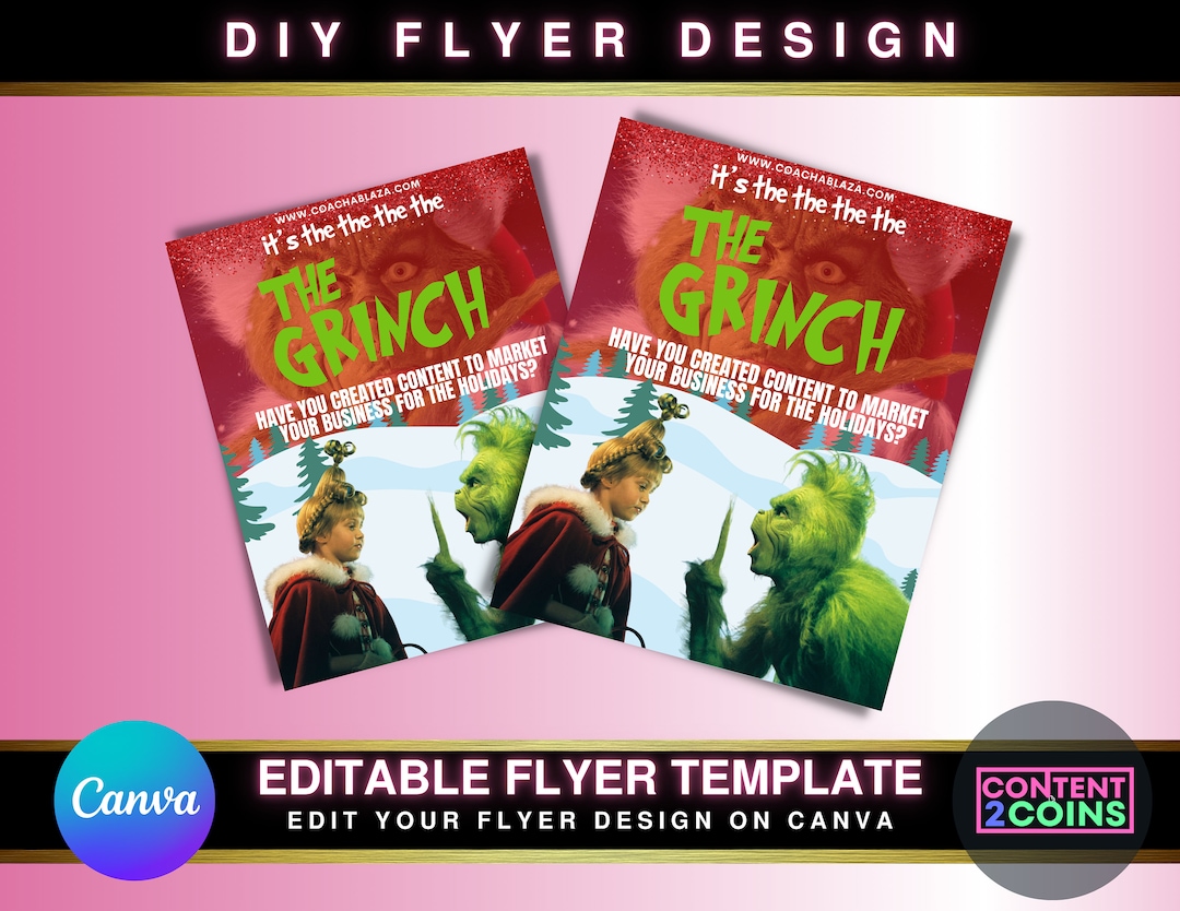 DIY Animated Grinch Holiday Flyer, Content for Instagram, Instagram DIY Animated Grinch Holiday Flyer, Content for Instagram, Instagram