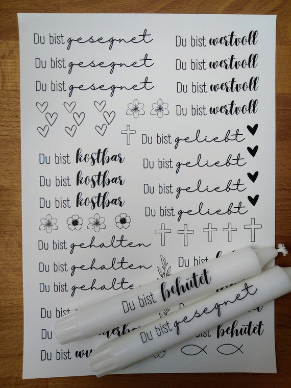 Christliche Kerzensticker / Kerzentattoo Folie