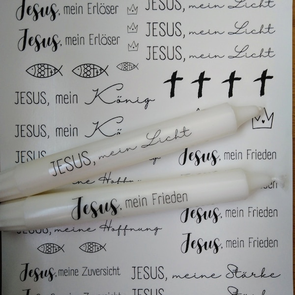 Christliche Kerzensticker / Kerzentattoo Folie Jesus