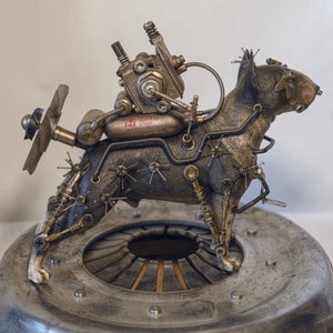Wasteland Bull Terrier Ornament Figure Post Apocalyptic Steampunk Art
