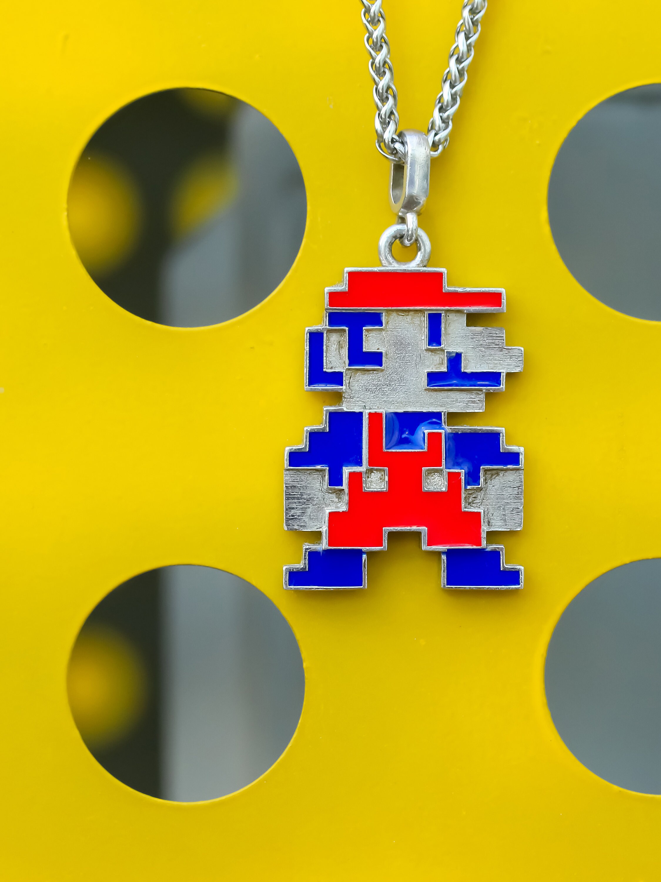 8 Bit Mario or Luigi Racoon Tail Shiny Metallic Embroidery Iron On patch.  Super Mario Bros. Pixelart.