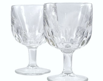 Vintage Large Glass Beer Goblet Clear Cocktail Wine Thick Thumbprint Heavy Cup
