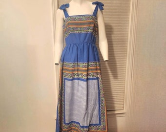Vintage Lanz Dress 60s 70s Hippie Boho Vtg Maxi Sundress Colorful Festival S / M