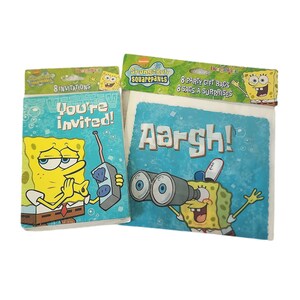 Vintage 2001 Spongebob Verjaardag Gift Set Uitnodigingen en Party Bag Nickelodeon