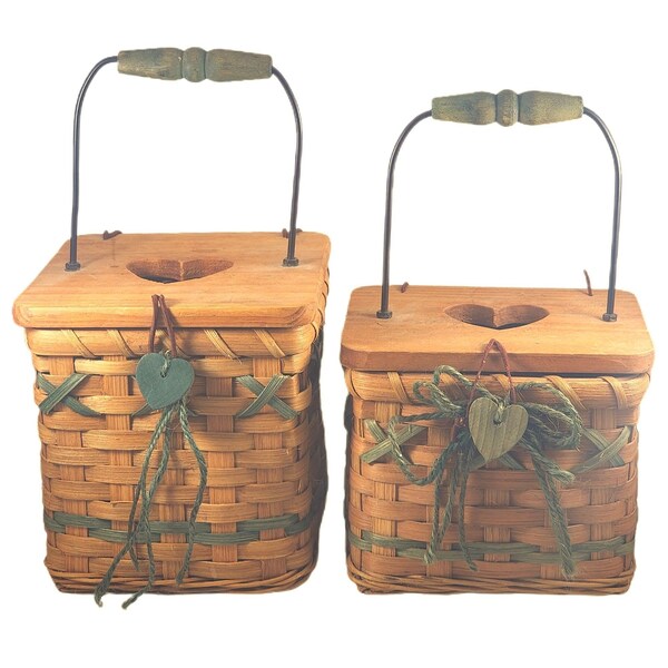 Woven Heart Basket Etsy
