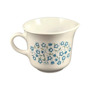 Corning Ware Corelle Creamer Blue Heather Vintage Retro Floral Design Farmhouse Country 3&quot;