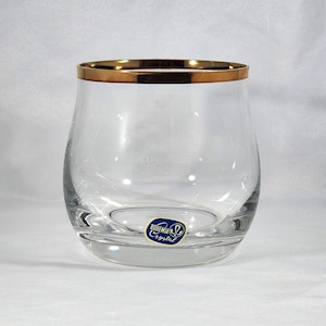 Bohemia Crystal Gold Rim Whisky Tumbler Tsjechisch Scotch Old Fashion Cocktailglas