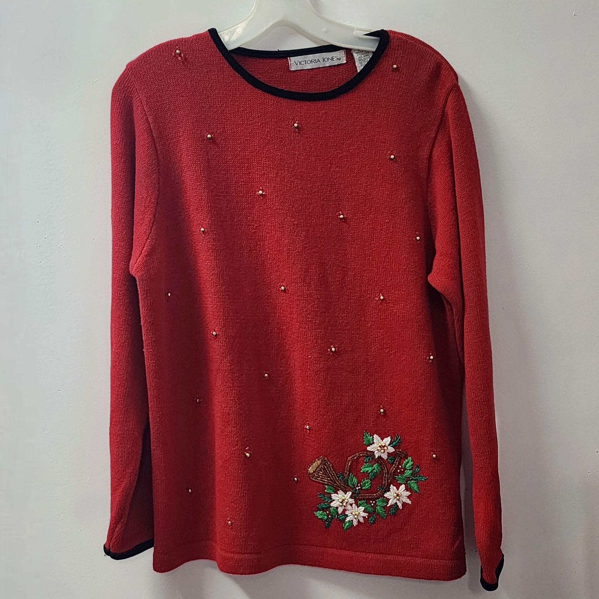 ヴィンテージ アグリー クリスマス セーター レッド サイズ M 刺繍入り