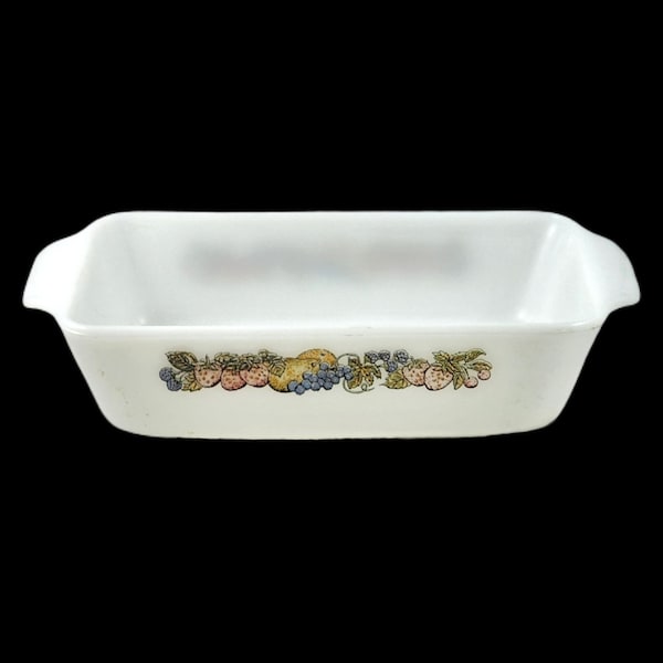 Anchor Hocking Fire King Milk Glass Ovenware Dish Loaf Pan Baking Natures Bounty