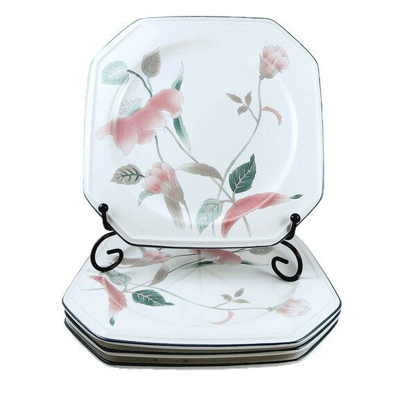 Mikasa Silk Flowers Dinner Plate Set Vintage 80s Pink Floral Etsy