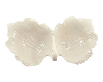 Lenox Monticello Condiment Tray Leaf Collection Divided Dish Sauce Nuts White