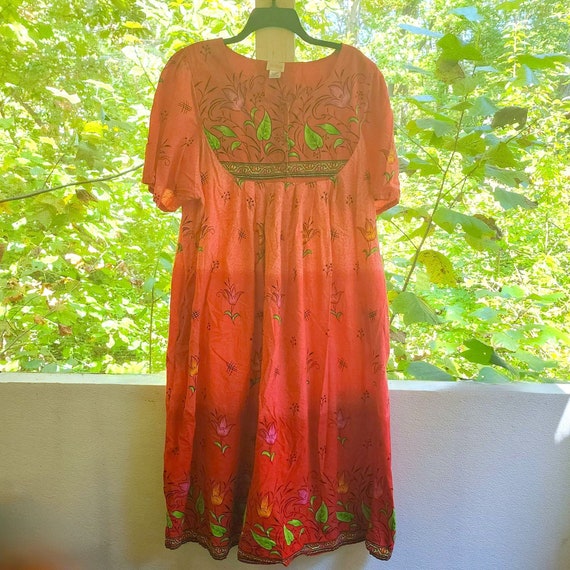 Vintage Kaftan Mumu Dress Muumuu Maxi House Coat Coral Size 2X Etsy