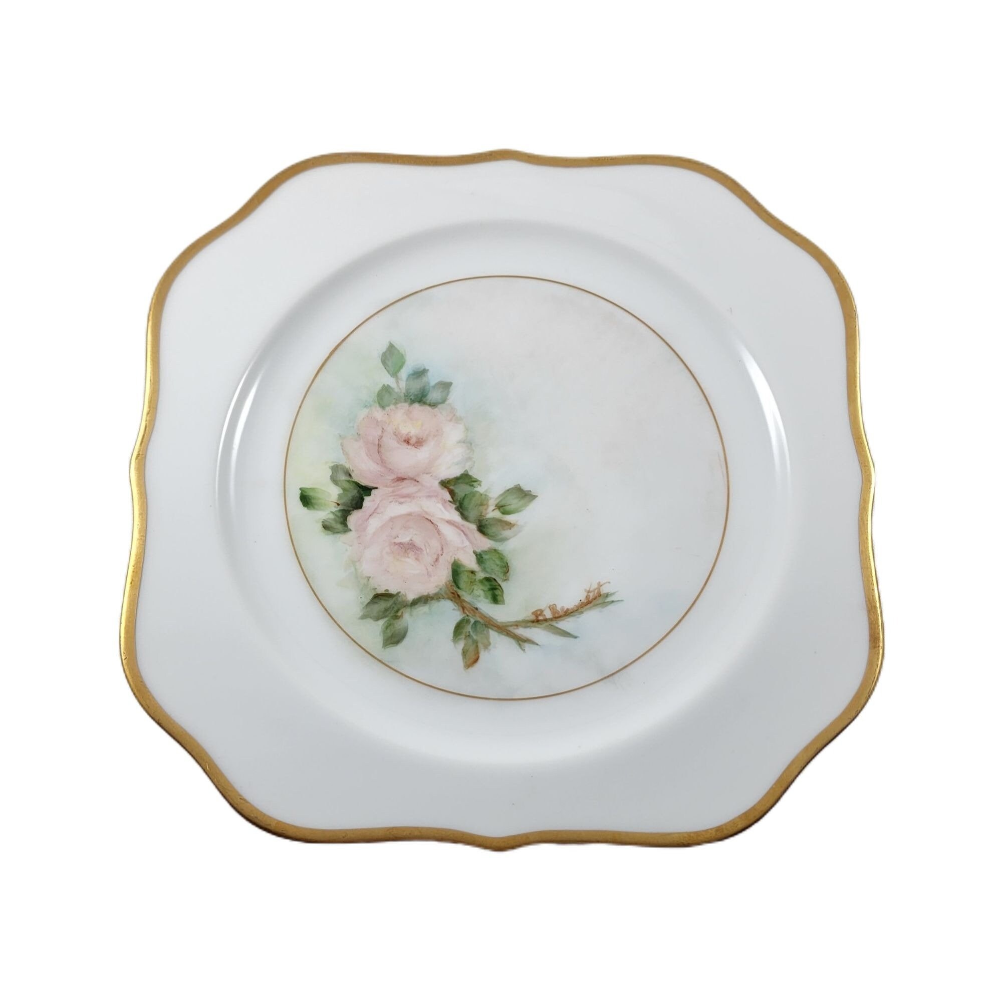 Noritake China Japan Plate Luncheon Side Goldray Rose Decorative