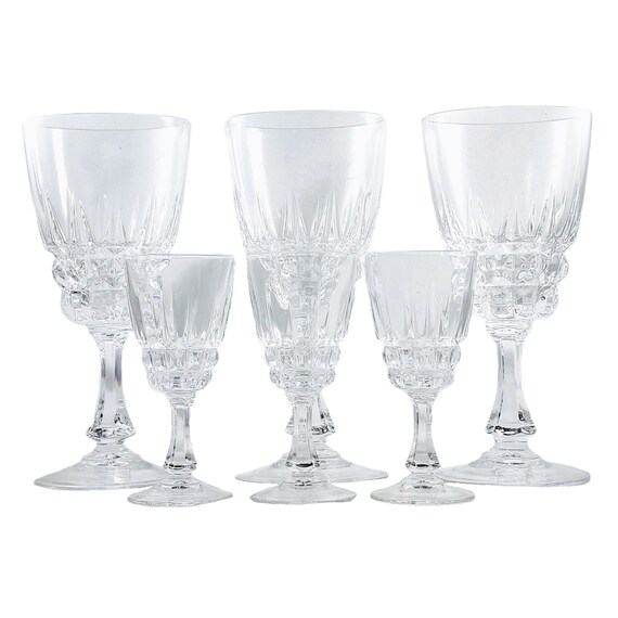 Vintage Lead Crystal Wine Glass Set Lot Champagne Shot Cordial Etsy