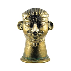 Antigua Shiva Mukalingam Lingam Cubierta de latón Envejecido Ekamukhalinga 18th 19th C India