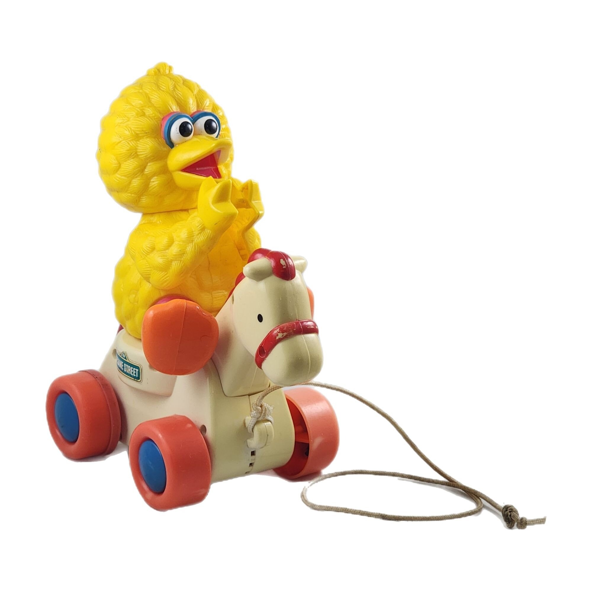 Sesame Street Big Bird Vintage Pull String Toy Train Parade