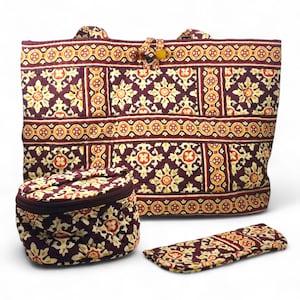 Vera Bradley Purse Bag Set Y2K Cosmetic Case Glasses Sleeve VTG Retired Pattern